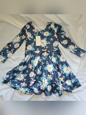 Pete + Lucy Girls' Navy Blue Twirl Boutique Dress - Daisy Print 3t NWT Dress